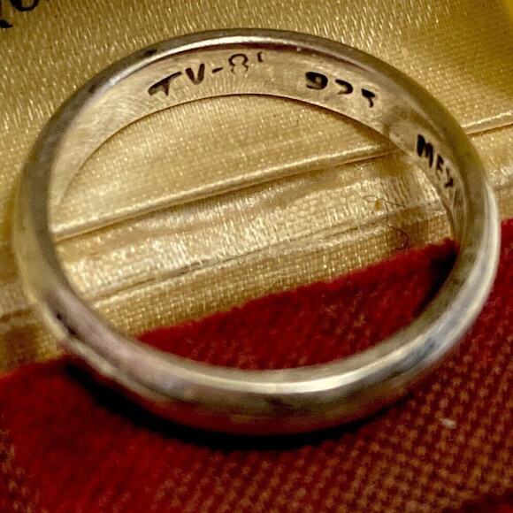 Vintage 925 Sterling Silver Sz 7 Plain Wedding Band Ring Signed Mexico - Picture 5 of 5